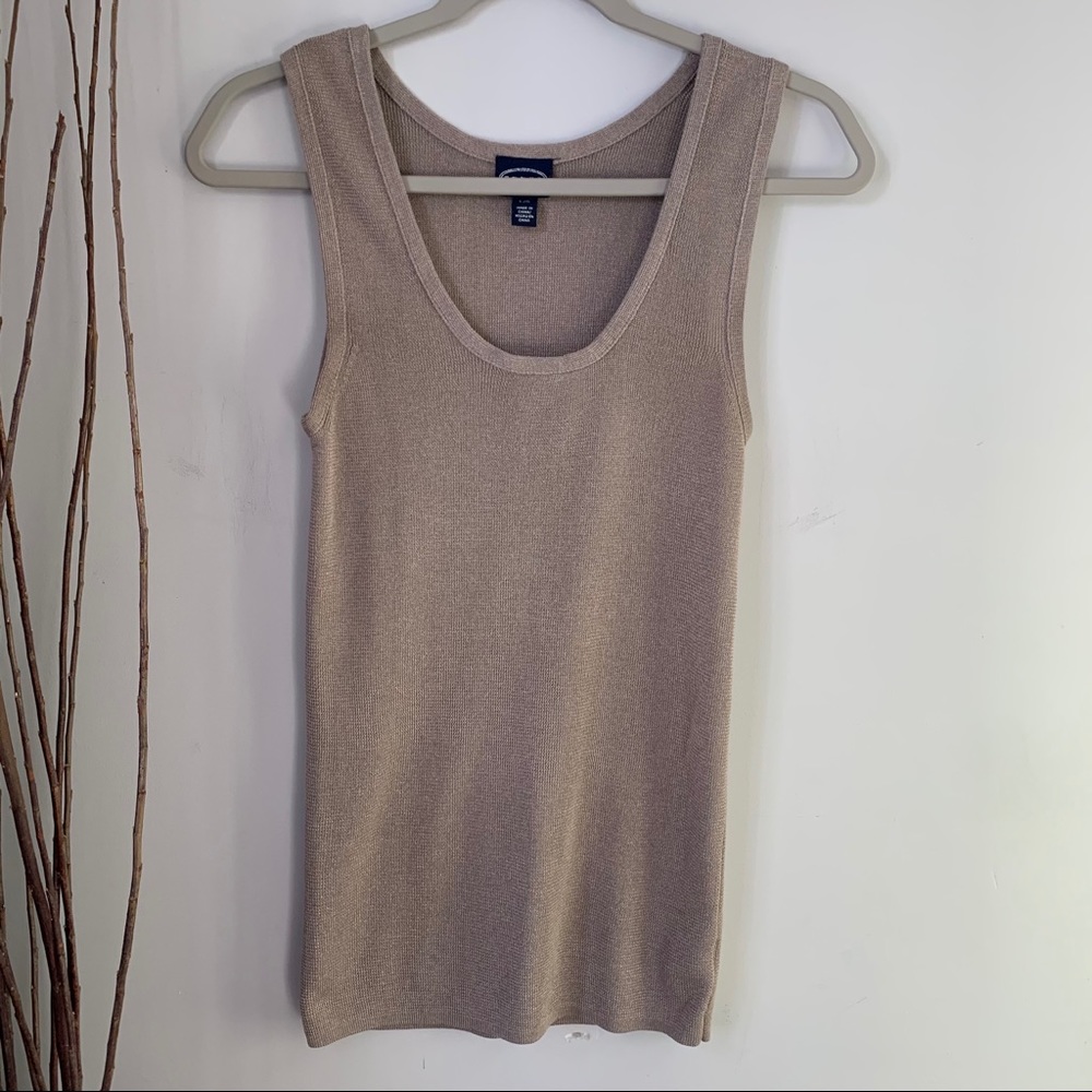 Scoop Top Sleeveless Knit Scoop Neck Champagne Shine Women’s Size Large